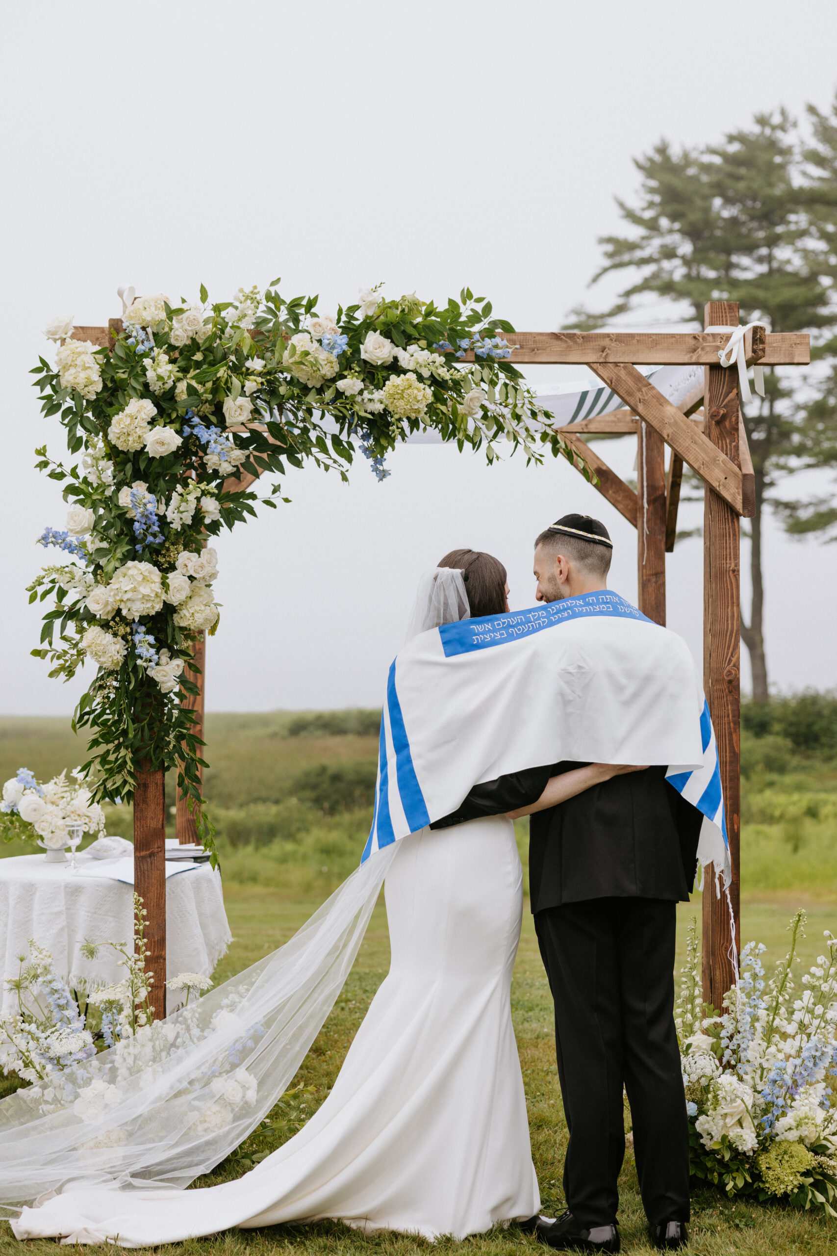 Anna + Ben's Wedding Couple with dog at wedding.